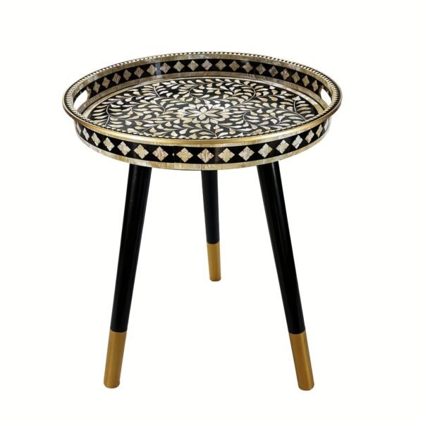 Tray Table with Removable Legs for Small Space Room, Golden Shell Pattern Style Plastic Serving Tray with Handles Coffee Table