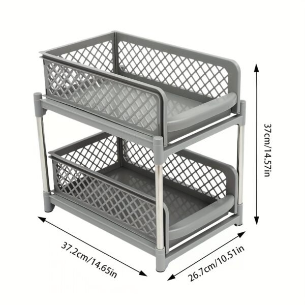 2-tier Open Storage Drawer Rack, Bathroom Organizer, Under-sink Cabinet Organizer