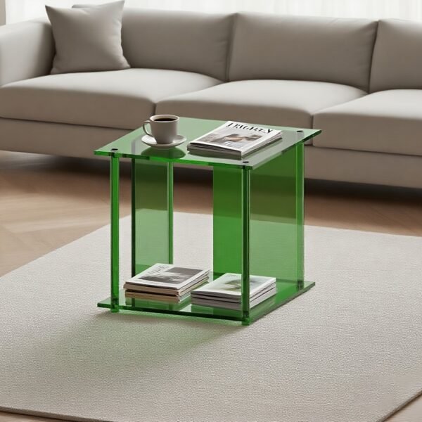 Green Acrylic Side Table, Bedside Table