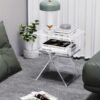 Modern Water-Resistant Acrylic Bedside Table - Plastic Side Table with <3.2 Cu Ft Storage, Assorted Colors