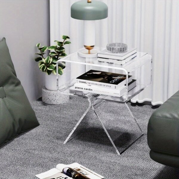Modern Water-Resistant Acrylic Bedside Table - Plastic Side Table with <3.2 Cu Ft Storage, Assorted Colors