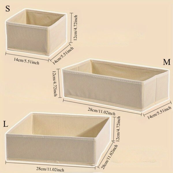 5pcs Collapsible Fabric Storage Box with Lid - Foldable Cloth Basket Bin