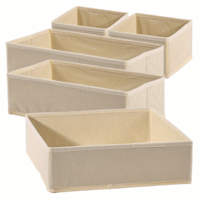 5pcs Collapsible Fabric Storage Box with Lid - Foldable Cloth Basket Bin