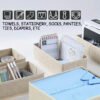 5pcs Collapsible Fabric Storage Box with Lid - Foldable Cloth Basket Bin