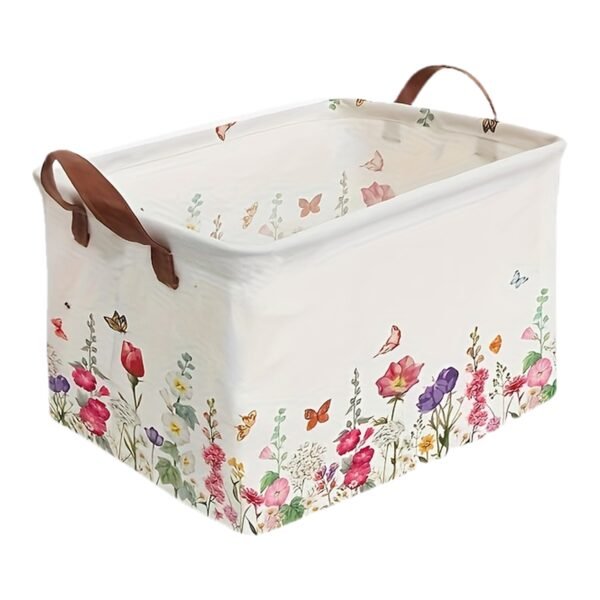 Storage Basket Spring Garden Flower Plants Objects Bin Collapsible Book Shelf Basket