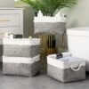 3pcs Large Folding Storage Bins Set - Contemporary Style, Rope Handles, Versatile Organizer for Clothes, Laundry Baskets