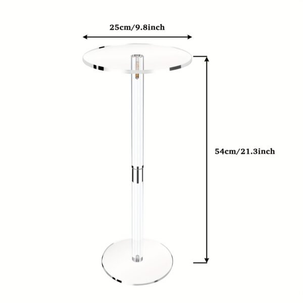 Clear Acrylic Side Table Designed for Compact Areas, Measuring 25.4 cm in Length, 25.4 cm in Width, And 54.1 cm in Height