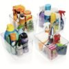 4pcs Clear Plastic Storage Bins, Pantry Organizers and Storage Containers Fridge Organizer Bins Kitchen Cabinet Organizer Cabinet Organizer Bin
