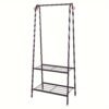 Versatile 2-Tier Metal Clothes & Hat Rack - Portable, Space-Saving Storage Organizer for Bedroom, Living Room, and Entryway