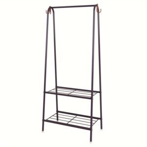 Versatile 2-Tier Metal Clothes & Hat Rack - Portable, Space-Saving Storage Organizer for Bedroom, Living Room, and Entryway