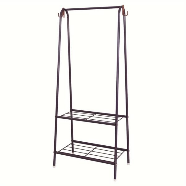 Versatile 2-Tier Metal Clothes & Hat Rack - Portable, Space-Saving Storage Organizer for Bedroom, Living Room, and Entryway