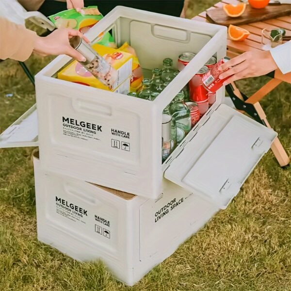 Large Collapsible Storage Box with Lid - Durable Plastic, Perfect for Camping Gear, Fishing Tackle & Car Trunk Organization