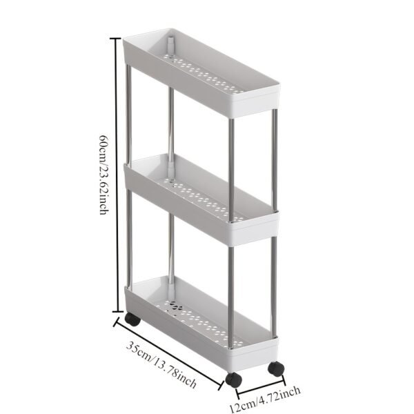 3-Tier Office Storage Cart with Metal Rod & 360° Silent Universal Wheel, Ultra-Thin Space-Saving Organizer