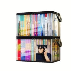 2 Transparent Plastic Storage Box Book Storage Box Home Used Book Sorting Artifact, Large Capacity Book Clothing Storage Box-space-saving Office and Home Sorting