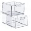 Clear Small Stackable Storage Drawers, Acrylic Bathroom Makeup Organizer, Plastic Storage Bins for Vanity