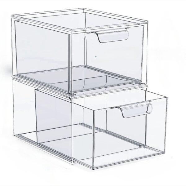 Clear Small Stackable Storage Drawers, Acrylic Bathroom Makeup Organizer, Plastic Storage Bins for Vanity
