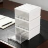 3pcs Thickened Plastic Clothing Storage Boxes - Modern Rectangular Design with Multi-Functional Drawers