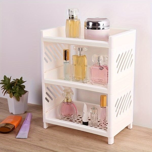 Two-Level White Rectangular Desk Organizer, Matte PP Material, Compact Storage Shelf