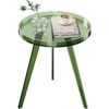 Modern Clear Acrylic Round End Table with Tray - Small Space-Saving Bedside Table/Nightstand, Easy Assembly, Legs & Top