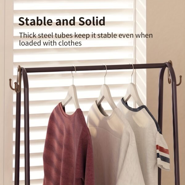 Versatile 2-Tier Metal Clothes & Hat Rack - Portable, Space-Saving Storage Organizer for Bedroom, Living Room, and Entryway