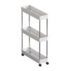 3-Tier Office Storage Cart with Metal Rod & 360° Silent Universal Wheel, Ultra-Thin Space-Saving Organizer