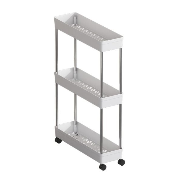 3-Tier Office Storage Cart with Metal Rod & 360° Silent Universal Wheel, Ultra-Thin Space-Saving Organizer