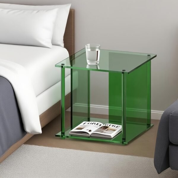 Green Acrylic Side Table, Bedside Table