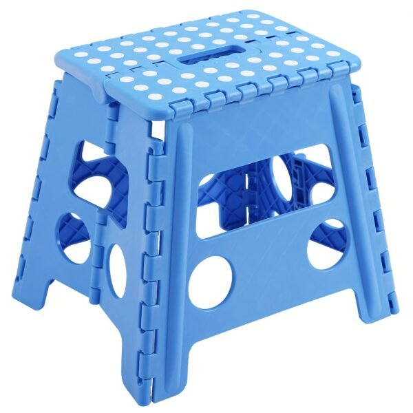 Blue Non-Slip Foldable Step Stool, Portable Lightweight Small Stool with Handle