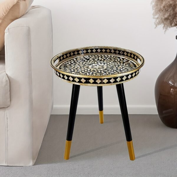 Tray Table with Removable Legs for Small Space Room, Golden Shell Pattern Style Plastic Serving Tray with Handles Coffee Table