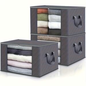 3pcs Large Capacity Foldable Fabric Storage Boxes with Flip-Top Lid & Handles, Durable Non-Woven Collapsible Organizer Bins