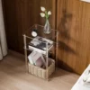 Acrylic Side Table 3 Tier End Table Storage Shelf Bedroom Furniture Clear NightStand Table Bedside Table for Sofa Hallway