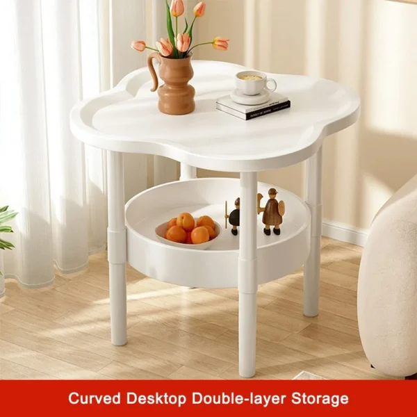 Trendy 40*40CM Side Table Samll Plastic End Table Double Layer With Storage Bedside Table for Living Room