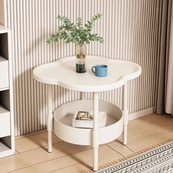 Trendy 40*40CM Side Table Samll Plastic End Table Double Layer With Storage Bedside Table for Living Room