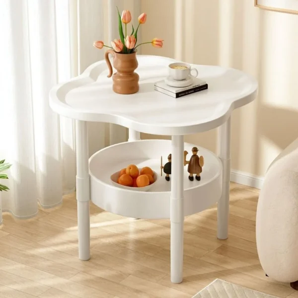 Trendy 40*40CM Side Table Samll Plastic End Table Double Layer With Storage Bedside Table for Living Room