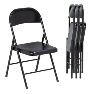 4 Pack Folding Chair, Indoor Outdoor Portable Stackable Commercial Seat with Steel Frame 350lb