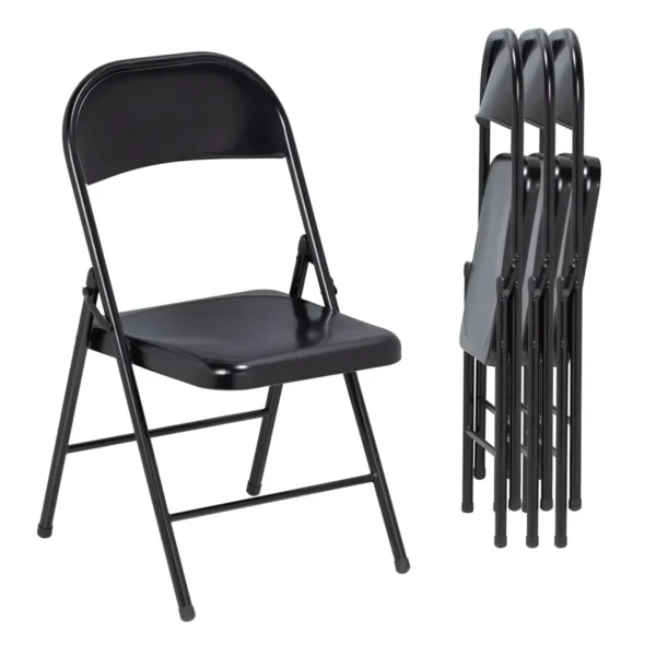 4 Pack Folding Chair, Indoor Outdoor Portable Stackable Commercial Seat with Steel Frame 350lb