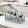 Multi-Purpose Space-Saving Hanging Shelf Compatible - Heavy-Duty Plastic Pot Lid Holder & Dish Rack with Shelf, No Assembly