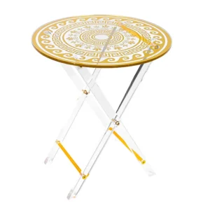Middle Eastern Arabic style folding small dining table edge bronzing hot silver acrylic goods