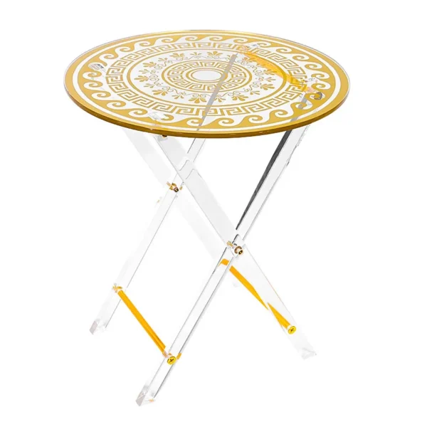 Middle Eastern Arabic style folding small dining table edge bronzing hot silver acrylic goods