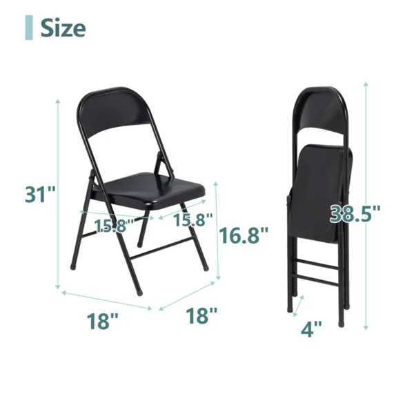 4 Pack Folding Chair, Indoor Outdoor Portable Stackable Commercial Seat with Steel Frame 350lb