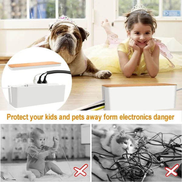 Cable Management Box, Cable Management Kit for Power Strip to Hide Wires, Cord Organizer Boxes, for Home and Office