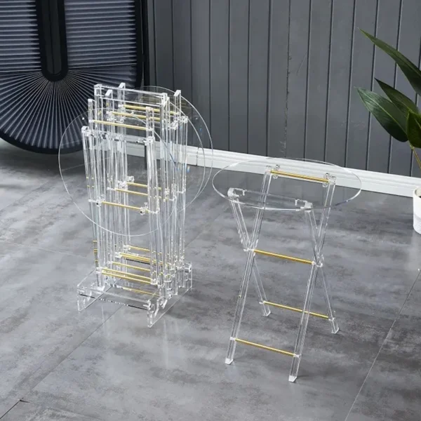 Middle Eastern Arabic style folding small dining table edge bronzing hot silver acrylic goods