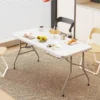 Folding table outdoor HDPE portable stall exhibition rectangular long plastic study table restaurant dining table chairs