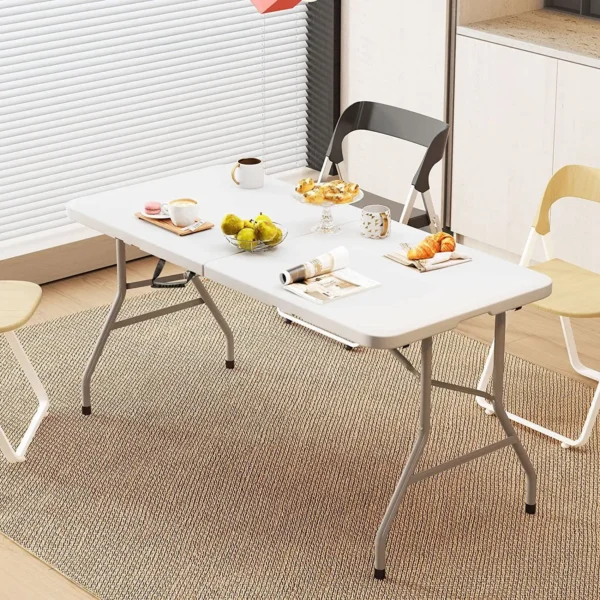 Folding table outdoor HDPE portable stall exhibition rectangular long plastic study table restaurant dining table chairs