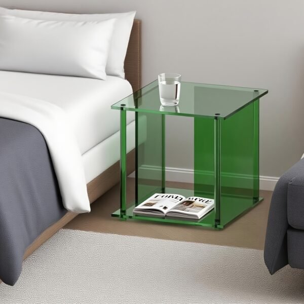 Green Acrylic Side Table, Bedside Table