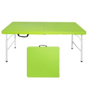 121.92cm Folding Table Green, Foldable Table with Carrying Handle, Steel Legs Heavy Duty Portable Utility Table