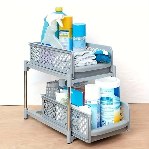 2-tier Open Storage Drawer Rack, Bathroom Organizer, Under-sink Cabinet Organizer