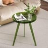 Modern Clear Acrylic Round End Table with Tray - Small Space-Saving Bedside Table/Nightstand, Easy Assembly, Legs & Top