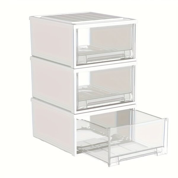 3pcs Thickened Plastic Clothing Storage Boxes - Modern Rectangular Design with Multi-Functional Drawers
