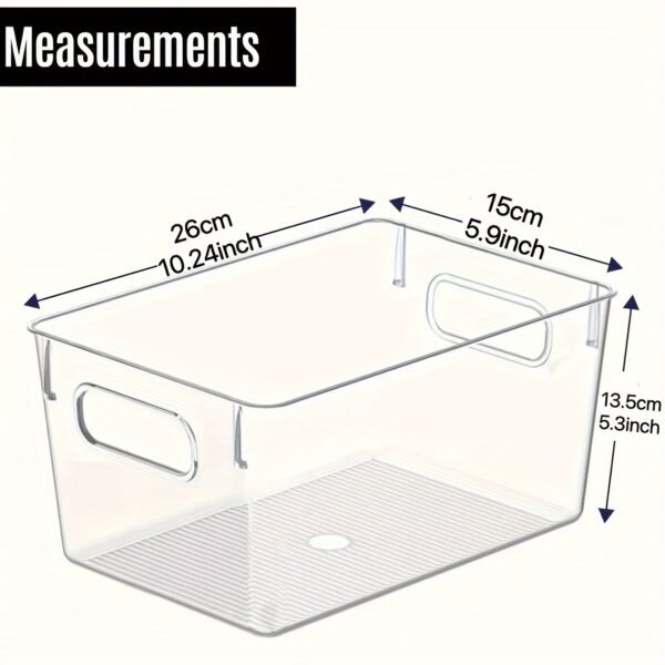 4pcs Clear Plastic Storage Bins, Pantry Organizers and Storage Containers Fridge Organizer Bins Kitchen Cabinet Organizer Cabinet Organizer Bin